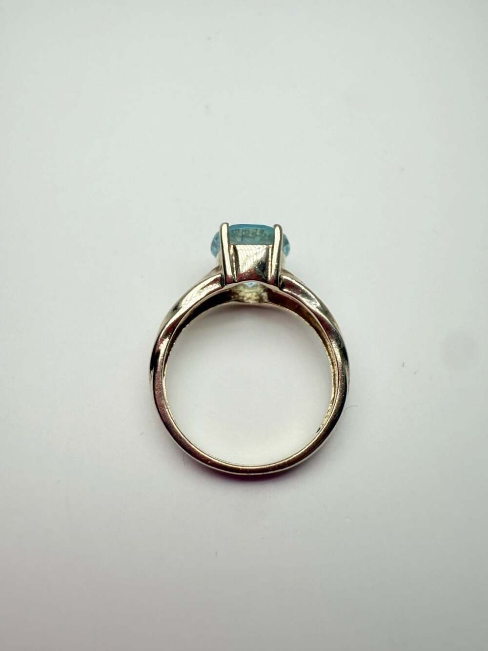 Aquamaring Split Shank Ring Gold over Sterling Silver Sz: 7